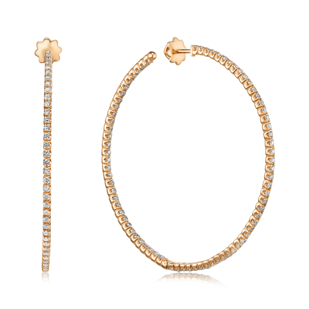 Золоті сережки-конго з діамантами 53704/01/0/8566