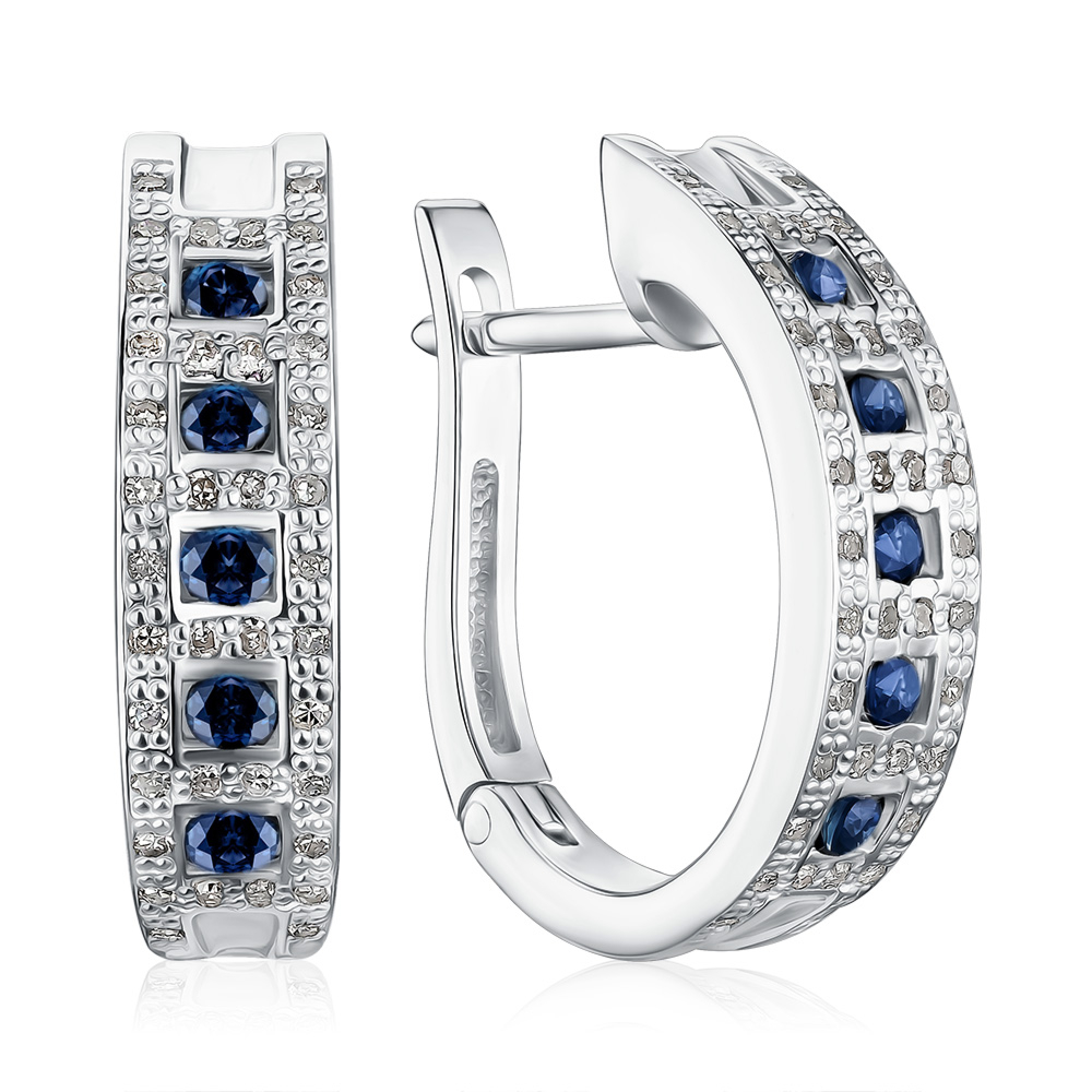 Золотые серьги с сапфирами и бриллиантами 53793/02/1/8243