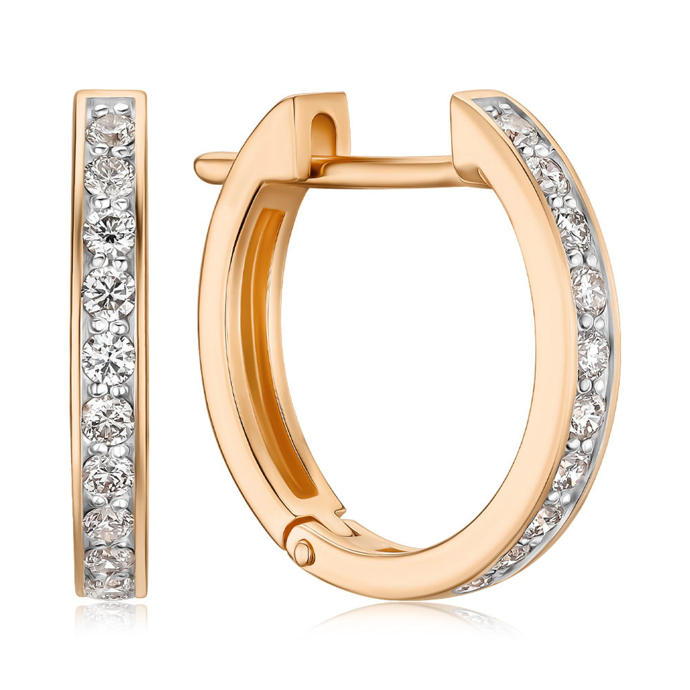 Золоті сережки-конго з діамантами 53851/01/1/9022