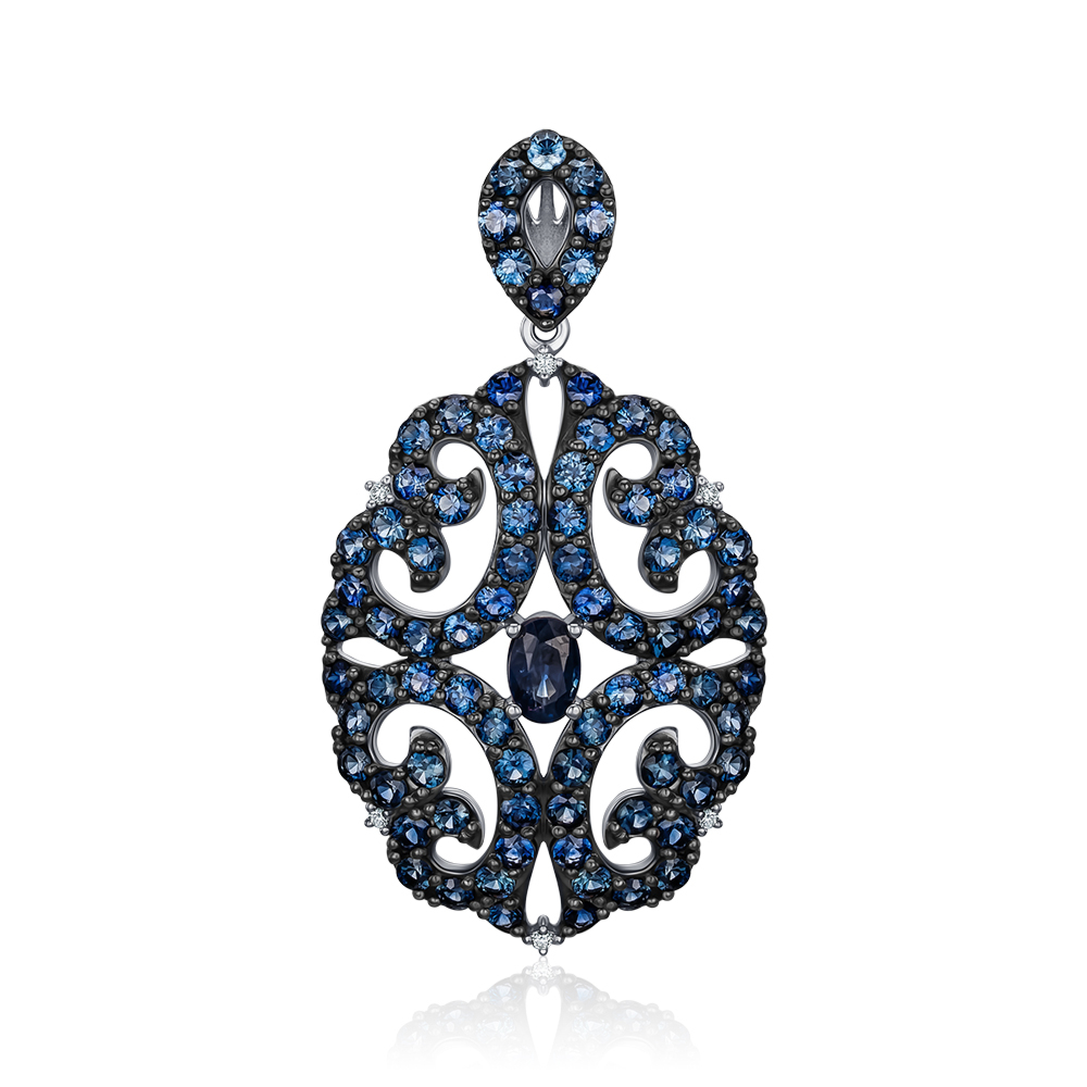 Підвіска з білого золота з сапфірами та діамантами 53978/02/1/8018
