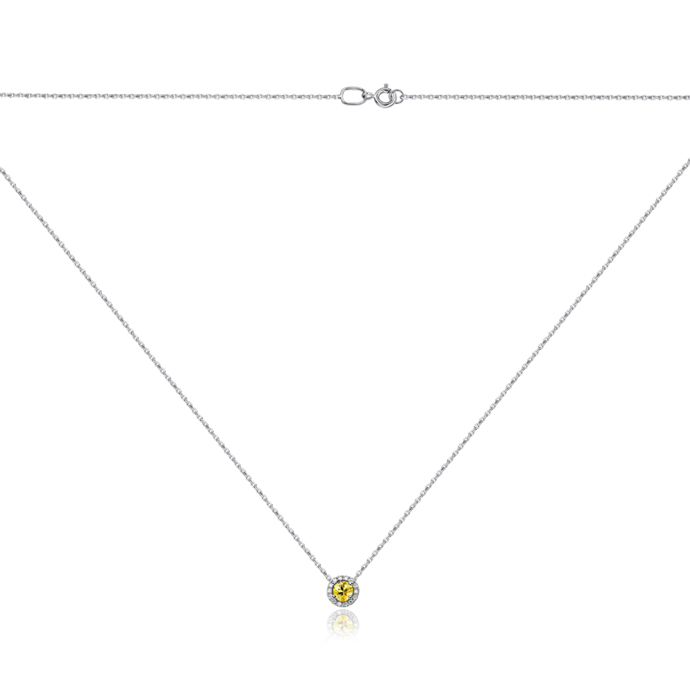 Кольє з білого золота з жовтим сапфіром та діамантами 53980/66024-1/02/1/12184