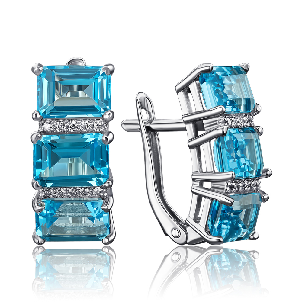 Золоті сережки з топазами та фіанітами 540048/02/1/7949