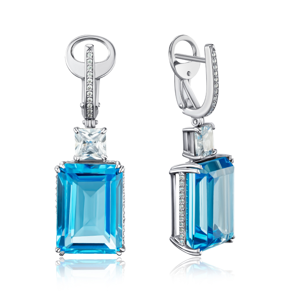 Золоті сережки з топазами та фіанітами 540061/02/1/7971