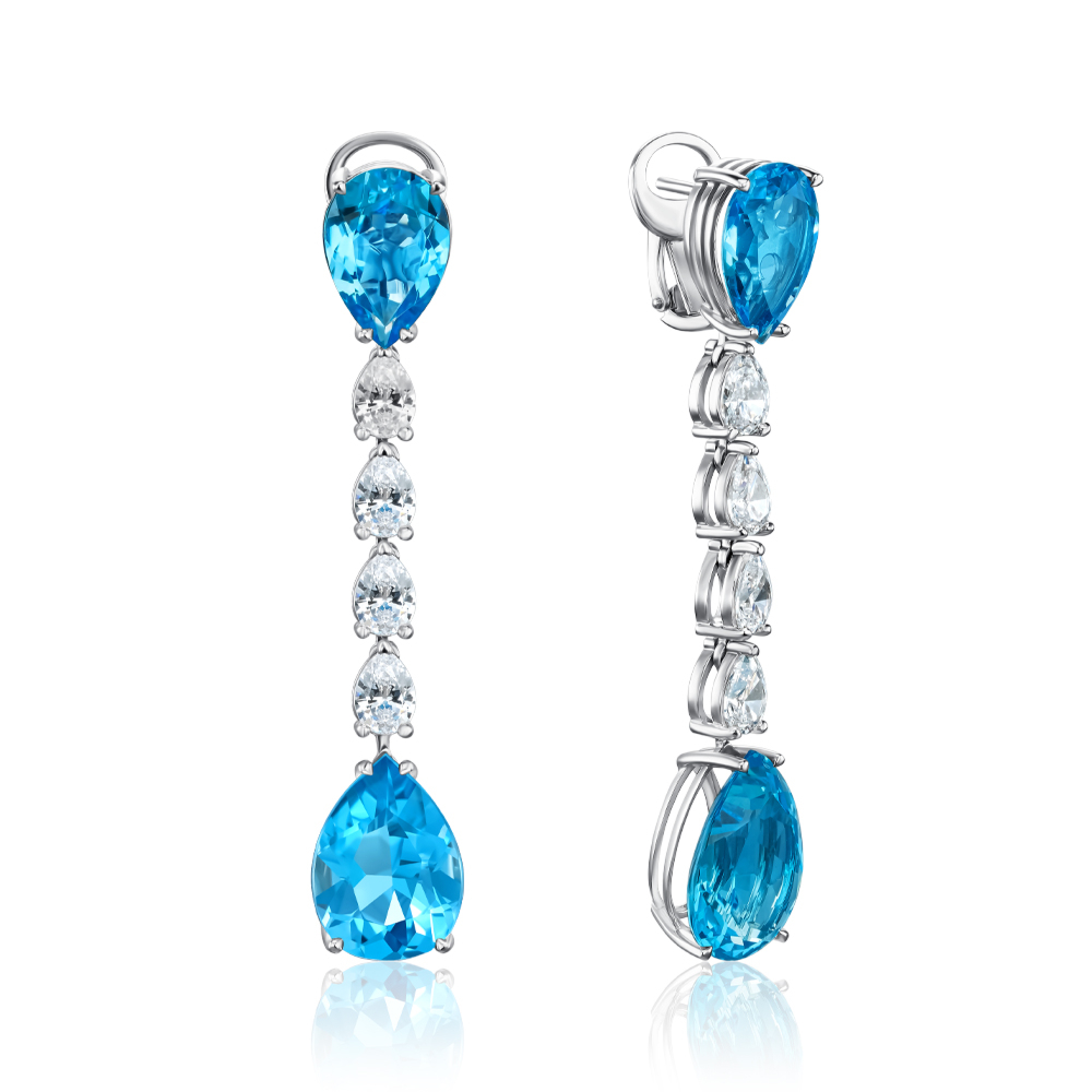 Золоті сережки з топазами та фіанітами Tesori 540068/02/1/7771