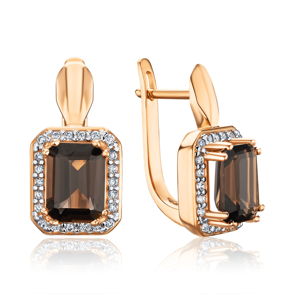 Золоті сережки з димчастим кварцом 540080/01/1/5742