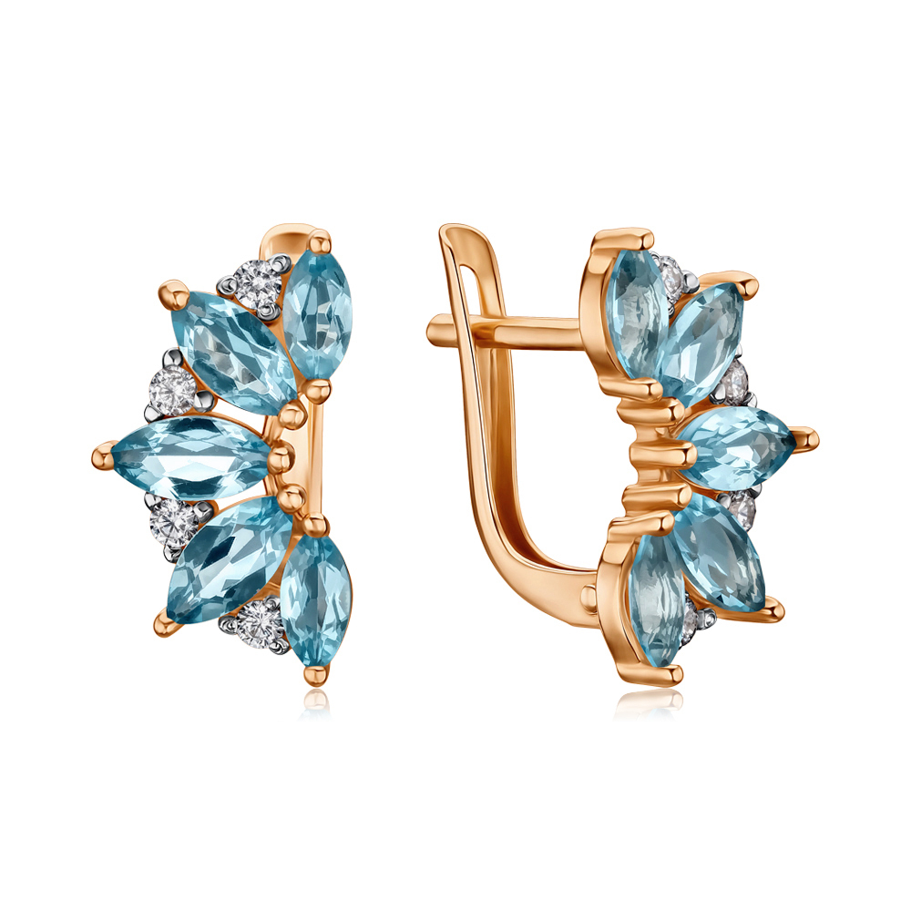 Золоті сережки з топазами та фіанітами 540107/01/1/7317