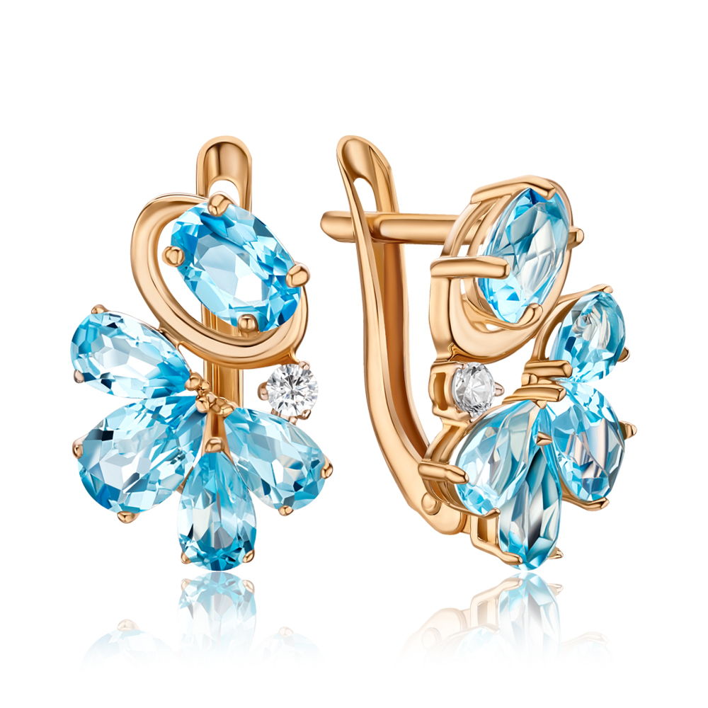 Золотые серьги с топазами и фианитами 540251/01/1/7749