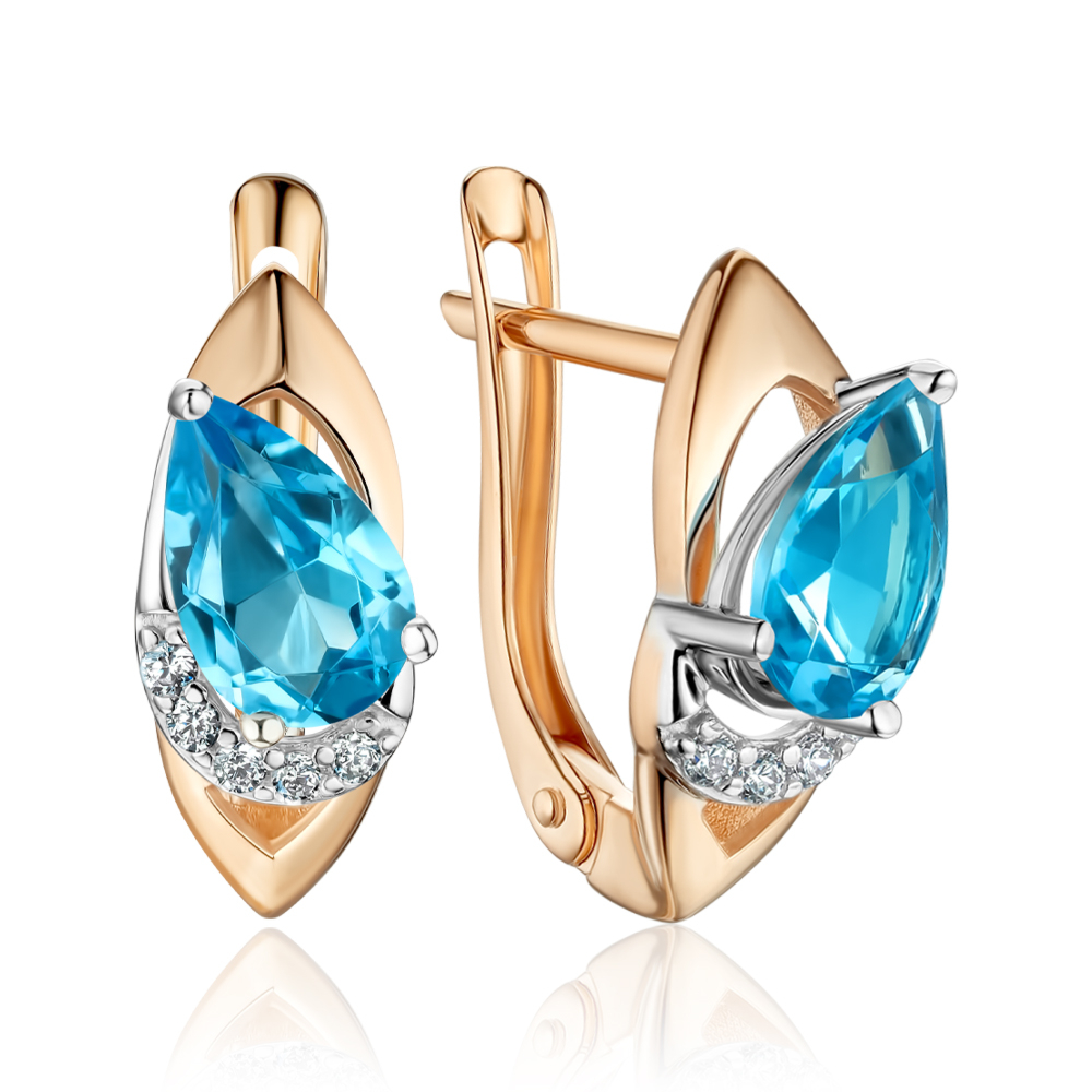 Золоті сережки з топазами та фіанітами 540252/01/1/7723