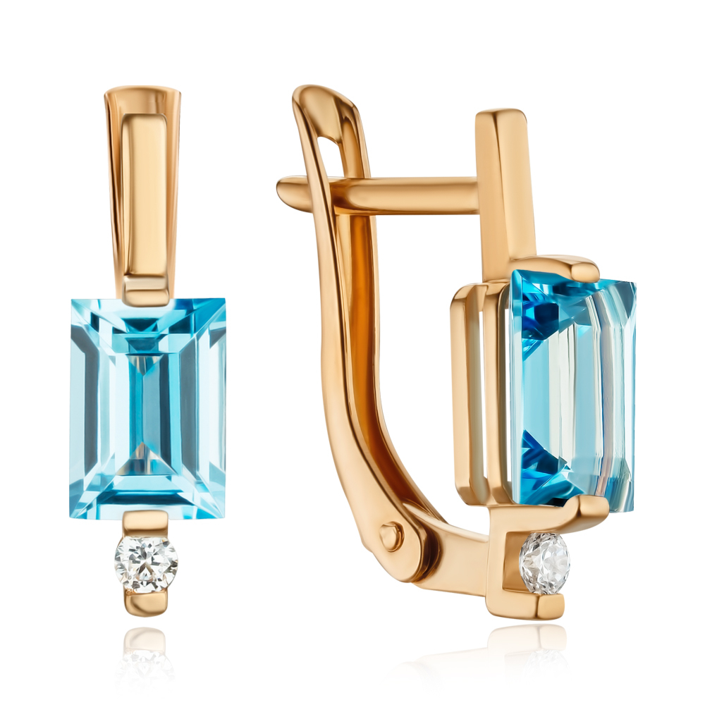 Золоті сережки з топазом та фіанітом 540286/01/0/7969