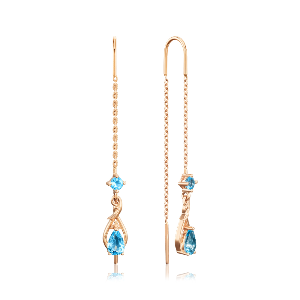 Золоті сережки-протяжки з топазами 540315/01/0/16175