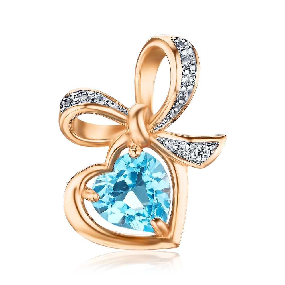 Золота підвіска "Серце" з топазом та фіанітами 550058/01/1/6273