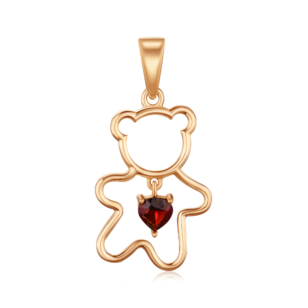 Золота підвіска "Ведмедик" з гранатом 550108/01/0/6210