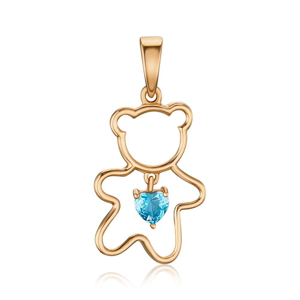 Золота підвіска Ведмедик з топазом 550108/01/0/7319