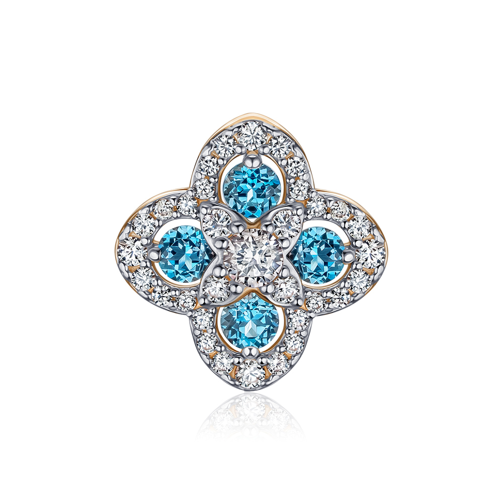 Золота підвіска с топазом та фіанітами 550123/01/1/16004