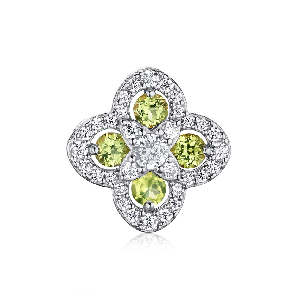 Золота підвіска з хризолітами та фіанітами 550123/01/1/16011