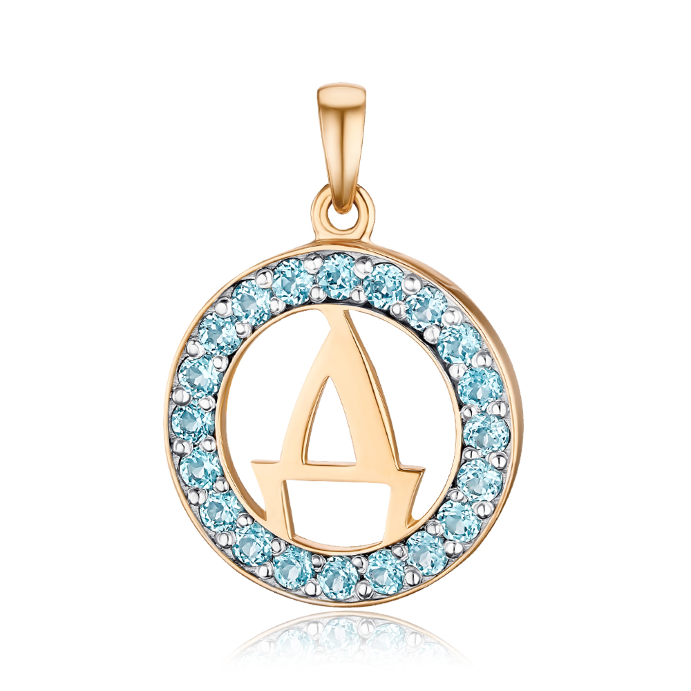 Золотая подвеска-буква с топазами 550125-Д/01/1/6204