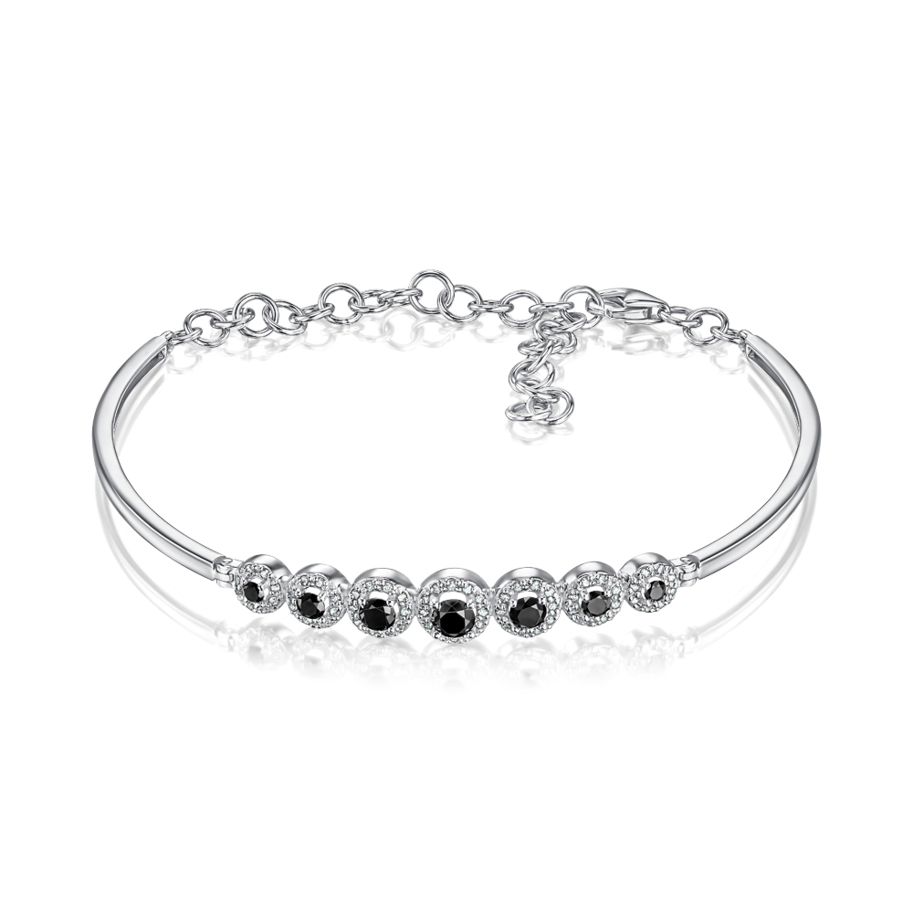 Золотий браслет з чорними та білими діамантами 560014/02/1/11814