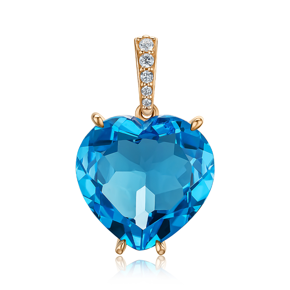 Золотая подвеска «Сердце» с топазом и фианитами Tesori 56918/01/0/16238