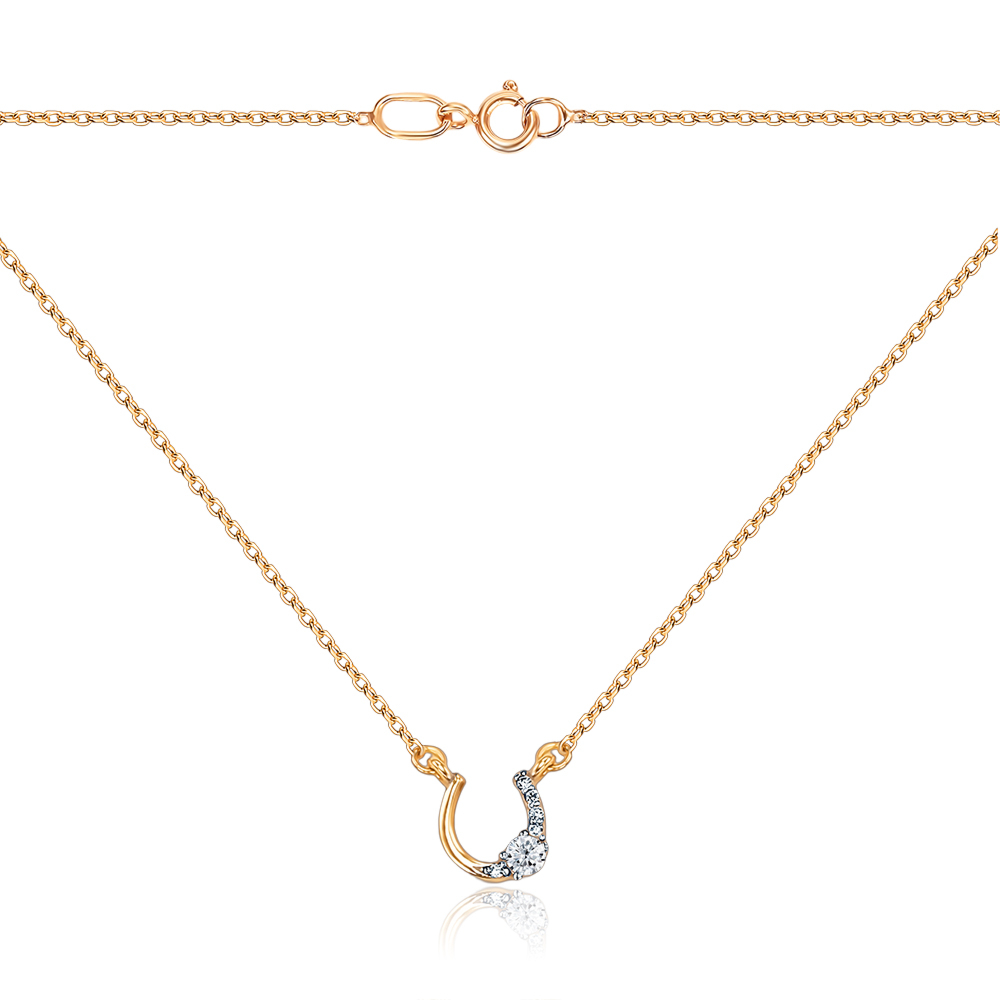 Золотое колье Подкова с фианитами 60168/66024/01/1/271