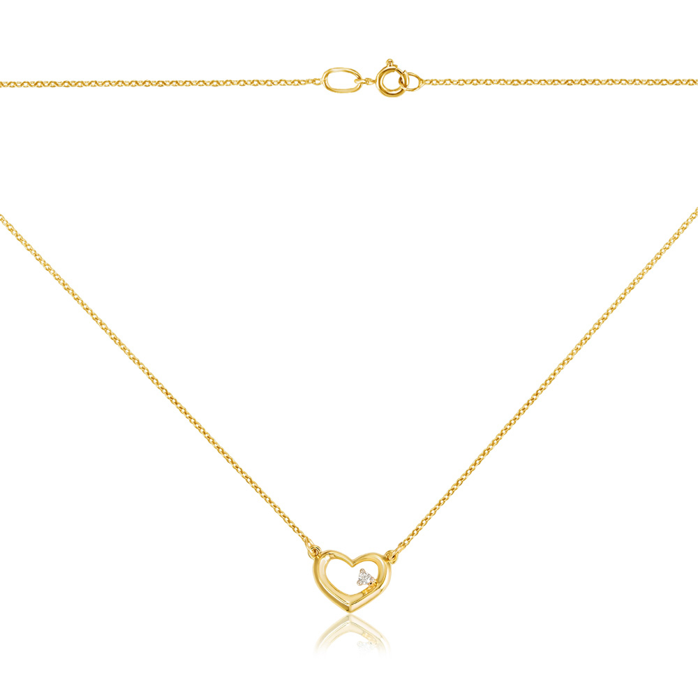 Кольє з жовтого золота "Серце" з фіанітом 60178/66024-3/03/1/46