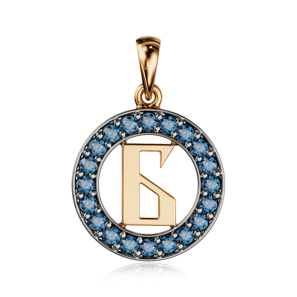Золотая подвеска-буква «Б» с топазами 550125-Б/01/1/6204