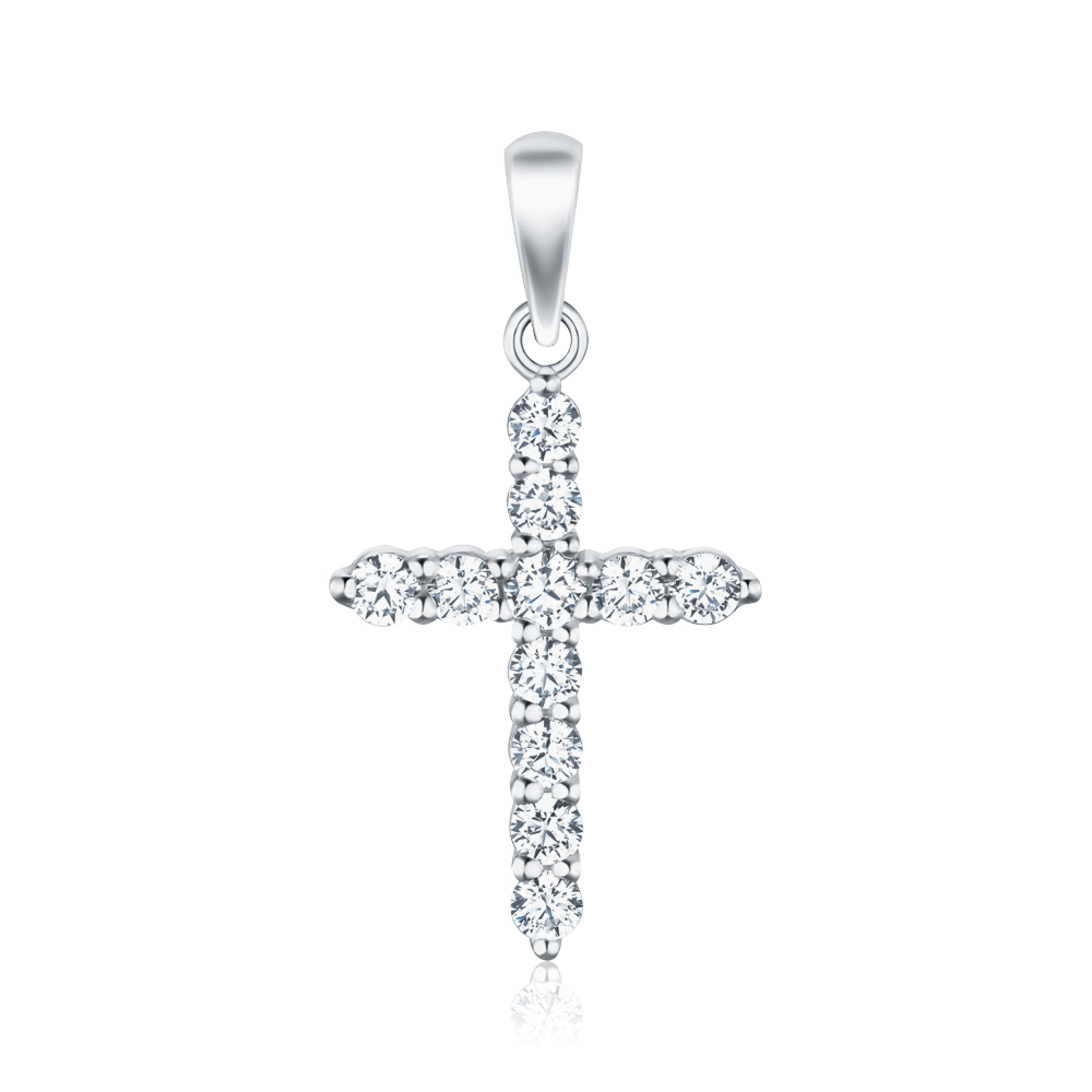 Срібний хрестик з фіанітами Tesori 70022/12/1/21625
