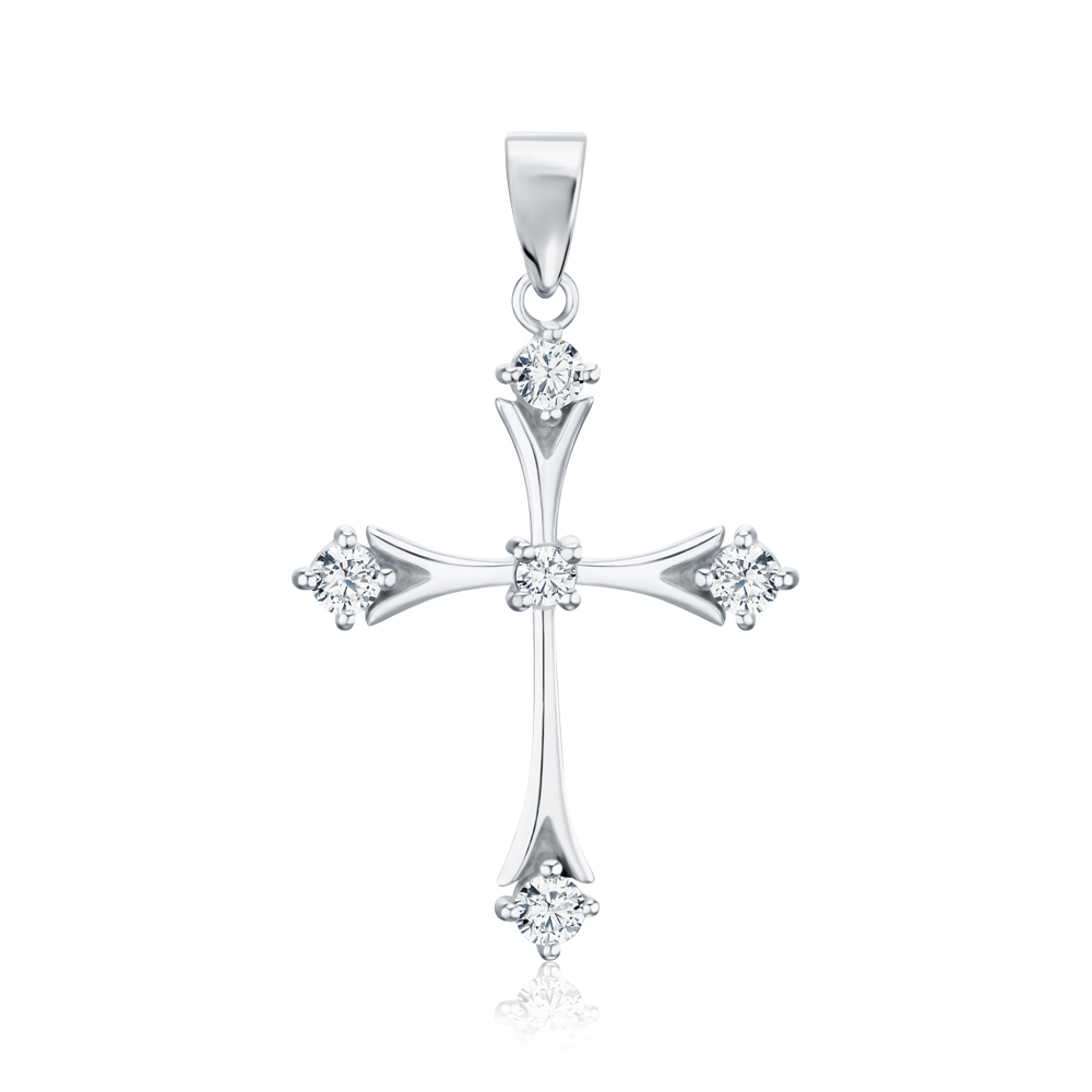 Срібний хрестик з фіанітами Tesori 70225/12/1/4215