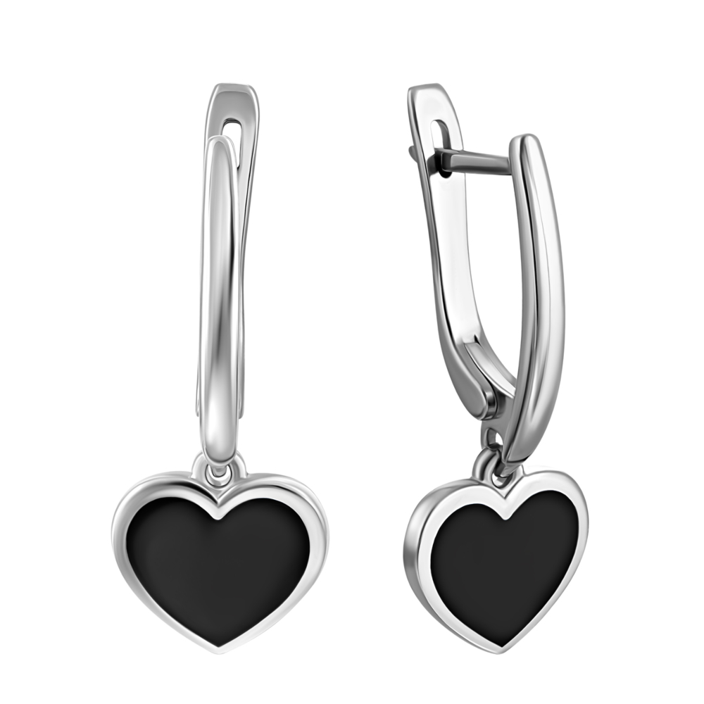 Серебряные серьги-подвески с эмалью. Артикул UG57131 Р (ч)