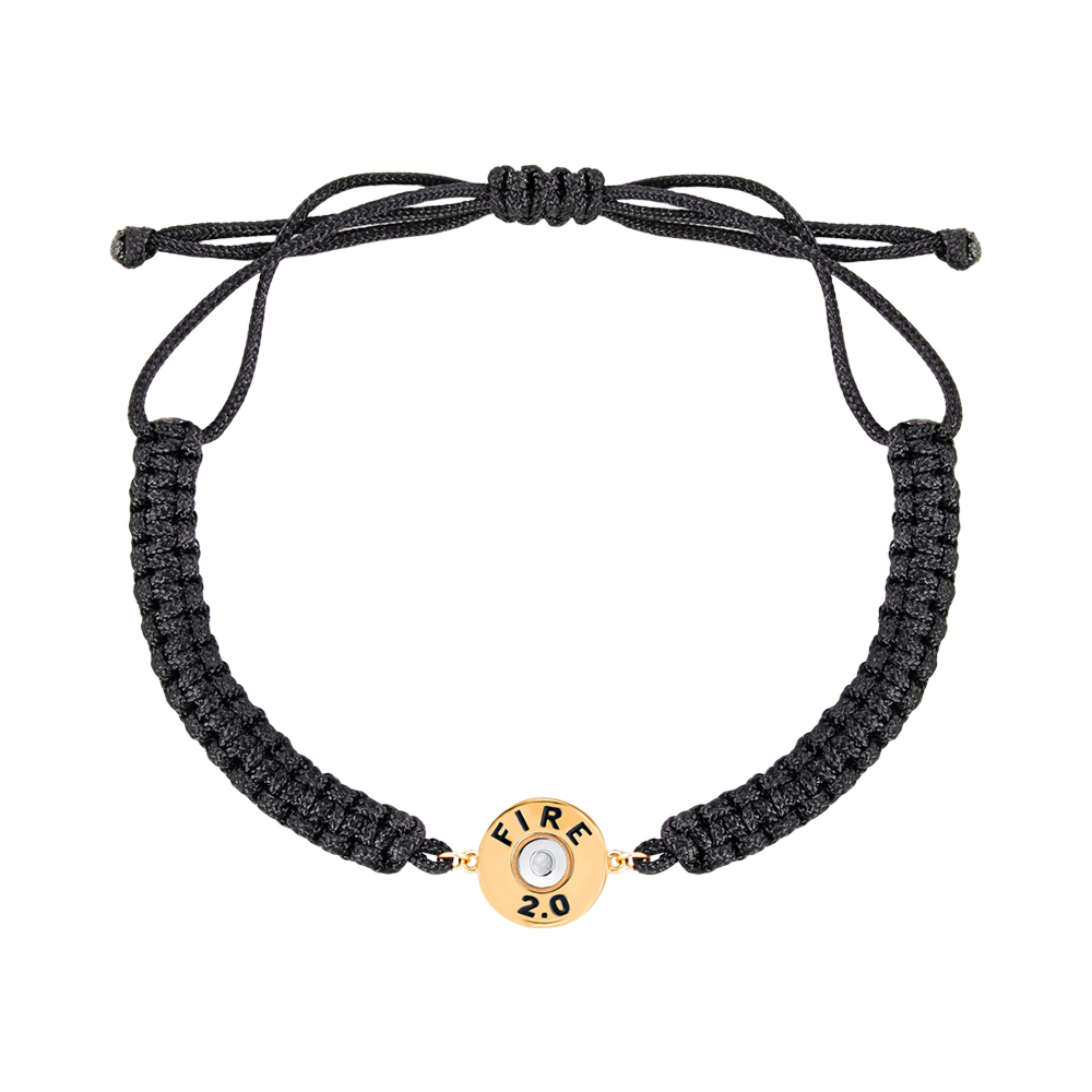 Черный синтетический браслет с золотой вставкой с эмалью 7280/01/1/389 