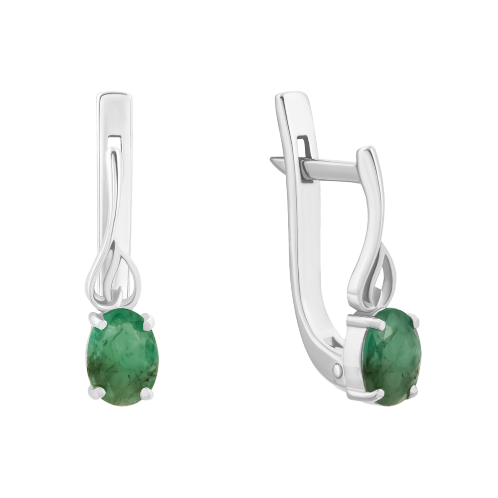 Серебряные серги с изумрудом. Артикул UG5769/смарагд с род