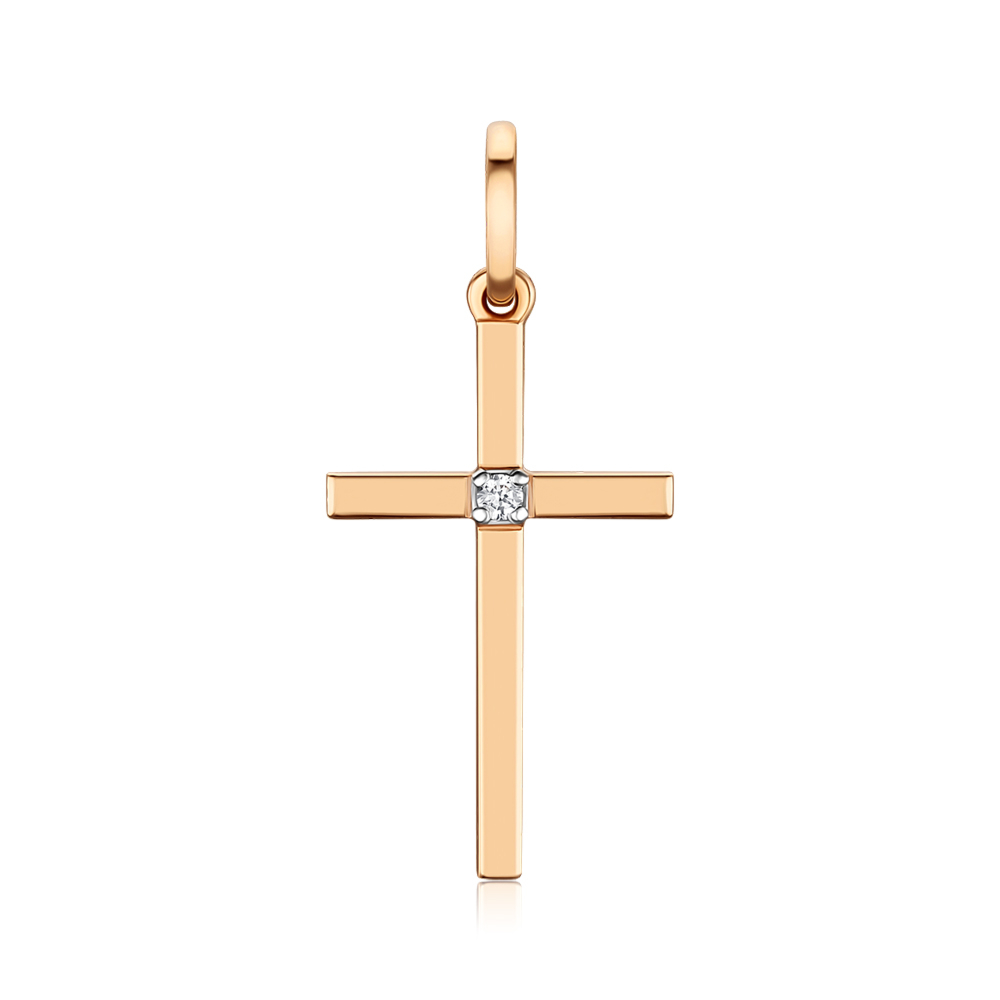 Золотий хрестик з діамантом 809061/01/1/8045