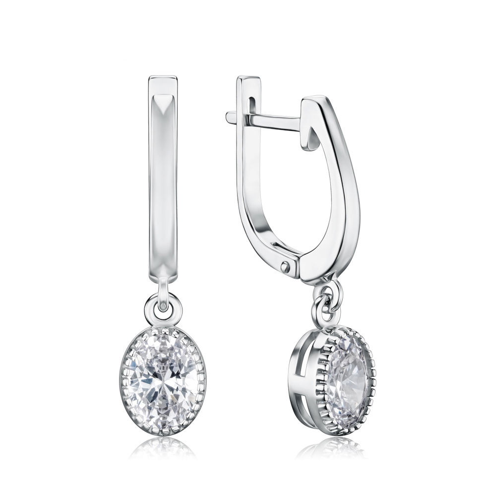 Срібні сережки з фіанітом 82107б