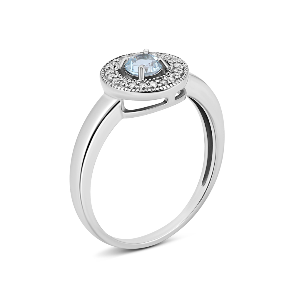 Серебряное кольцо с топазом и фианитами. Артикул UG5824К.т.Rh