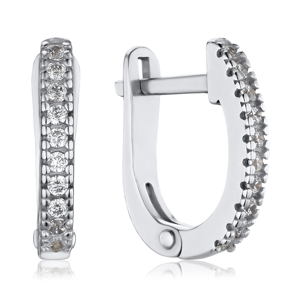 Срібні сережки з фіанітами 82882б