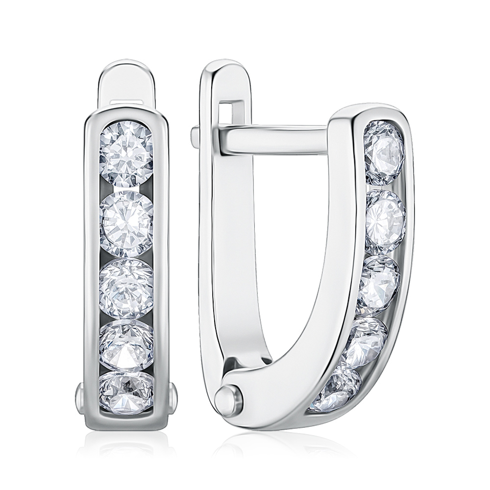 Срібні сережки з фіанітами 82884б