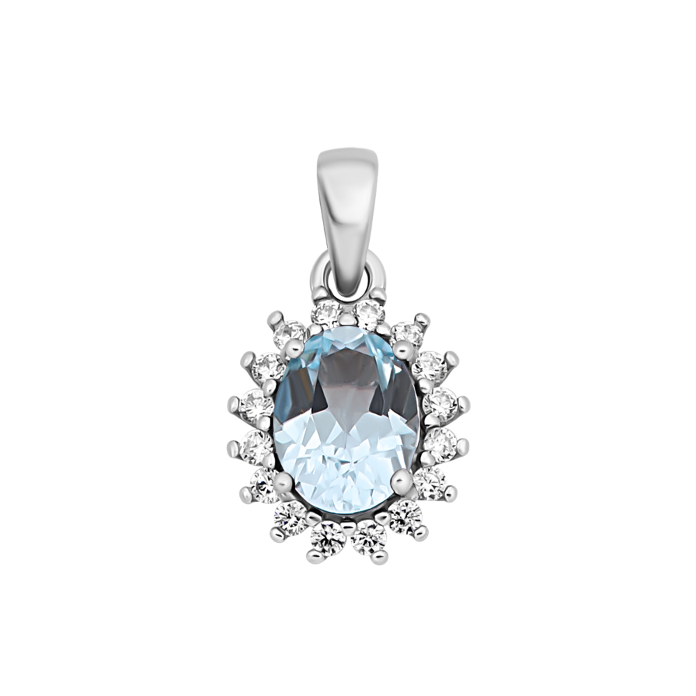 Серебряная подвеска с топазом и фианитами. Артикул UG5847П.т.Rh