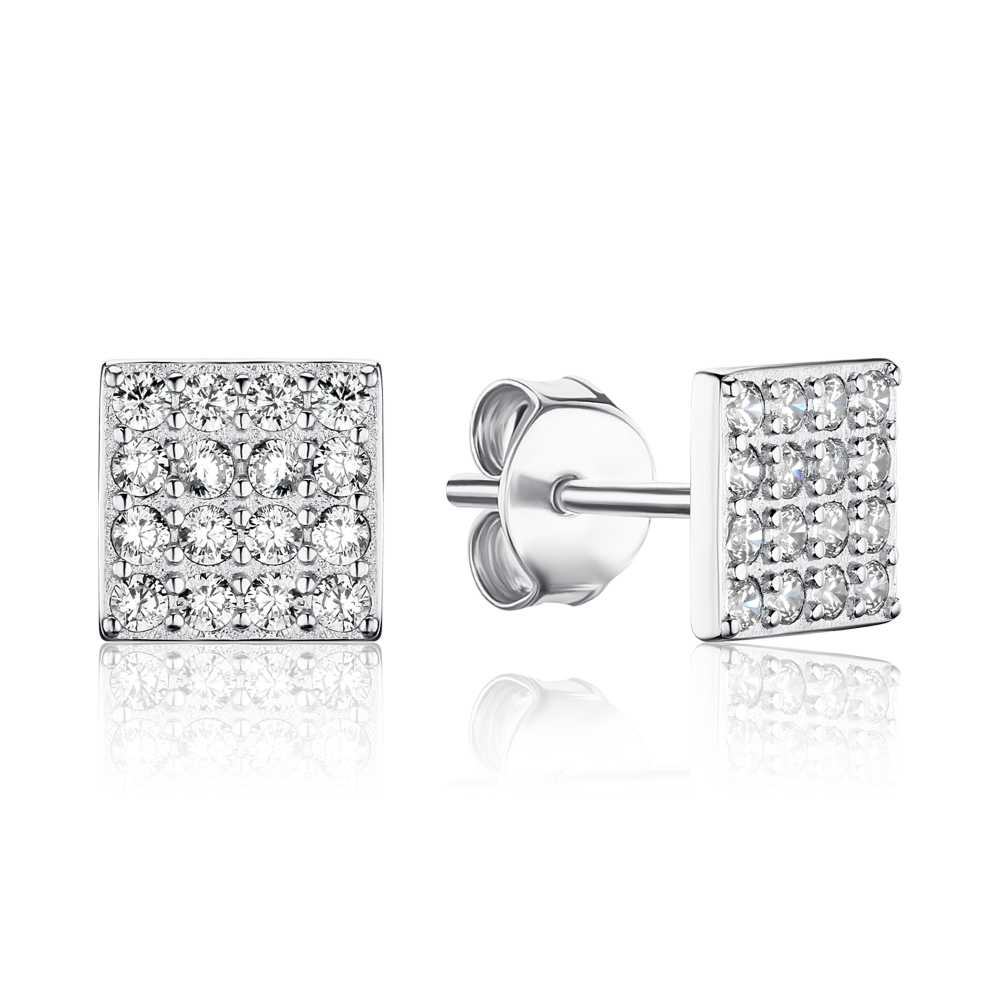 Срібні сережки з фіанітами 8EA0545-E/12/1