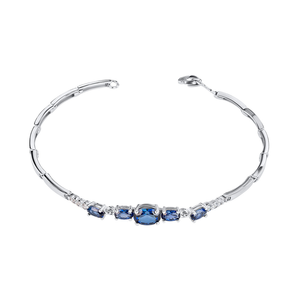 Срібний браслет з штучними сапфірами та фіанітами 90107/12/1/21443