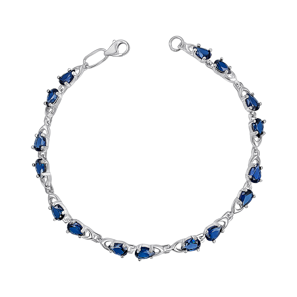 Серебряный браслет с искусственными сапфирами 90108/12/1/3831