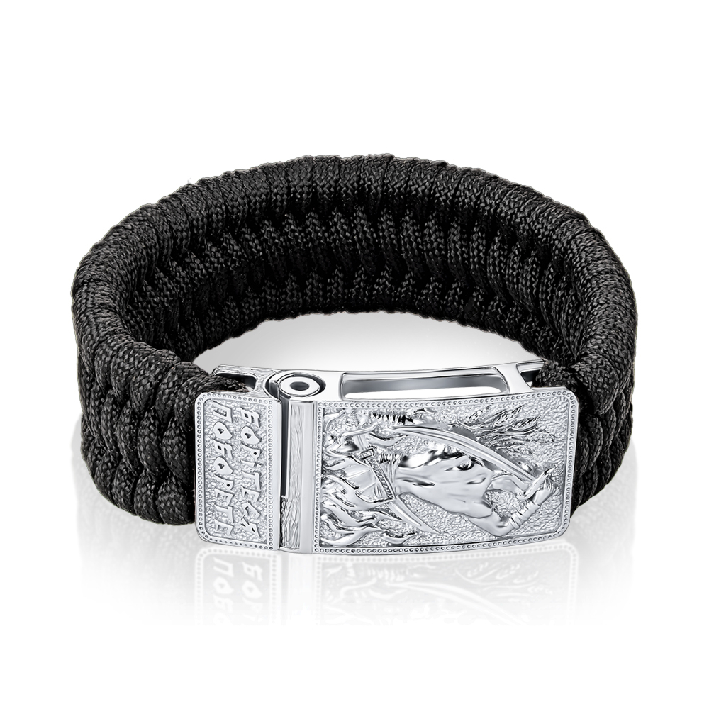 Серебряный браслет с черным синтетическим шнурком 90163/12/1