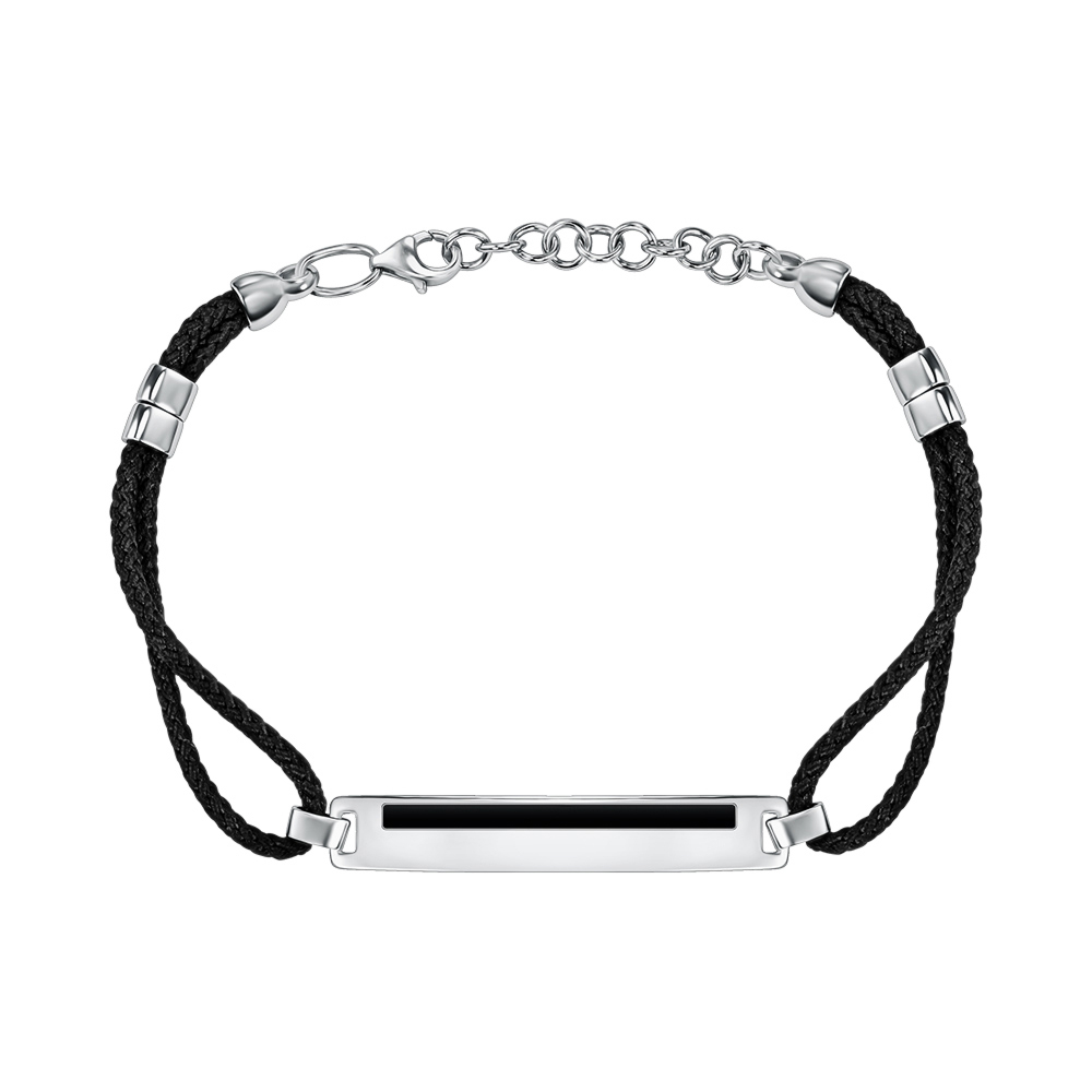 Браслет синтетичний з срібною вставкою з емаллю та срібним замком 90201/12/1/389