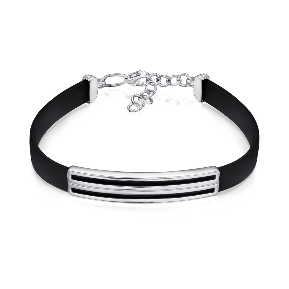 Срібний браслет з каучуком 90205/12/1