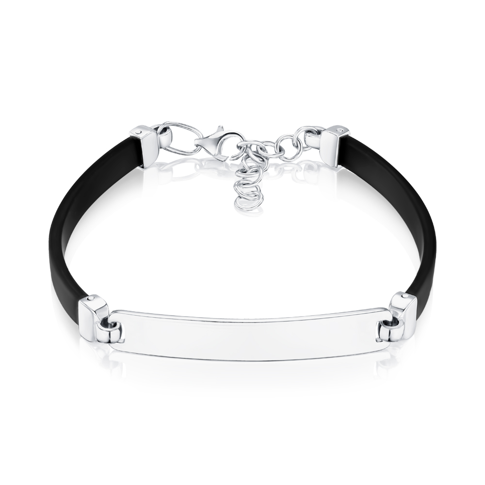 Серебряный браслет с каучуком 90214/12/1