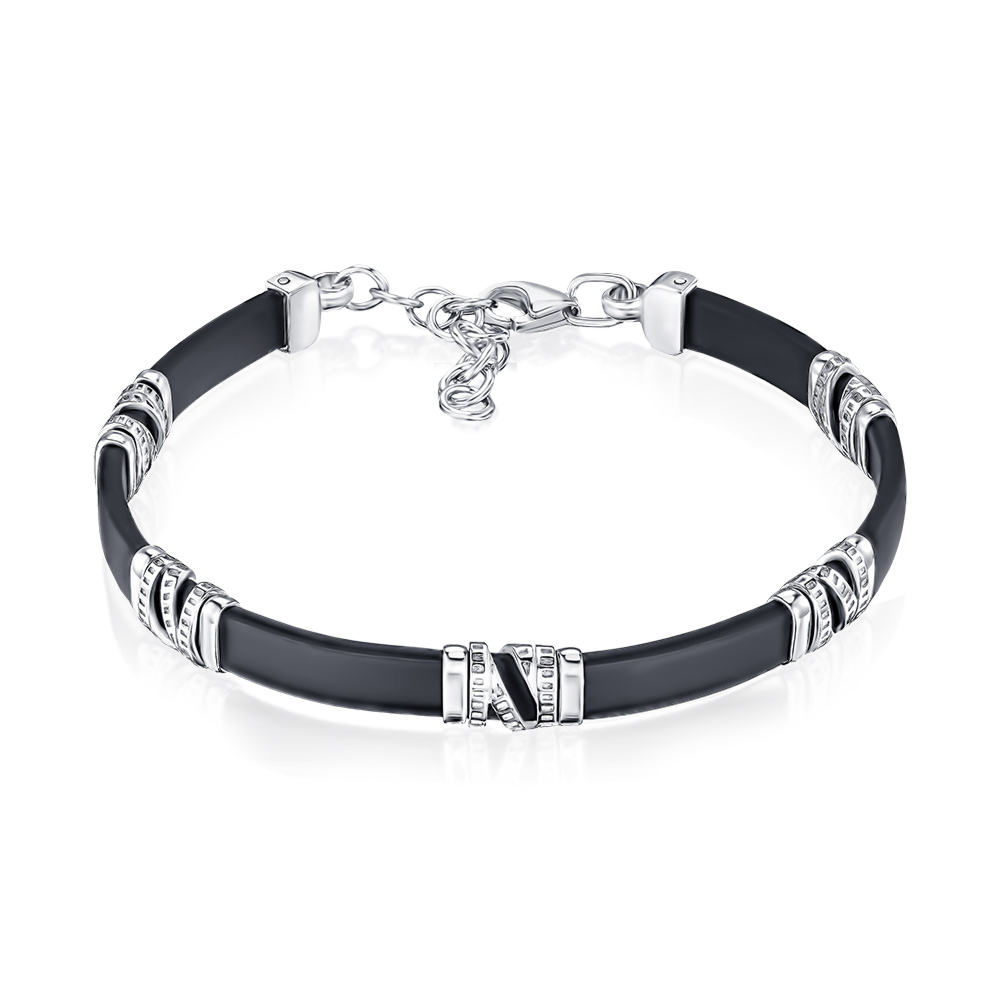 Срібний браслет з каучуком 90228/12/1