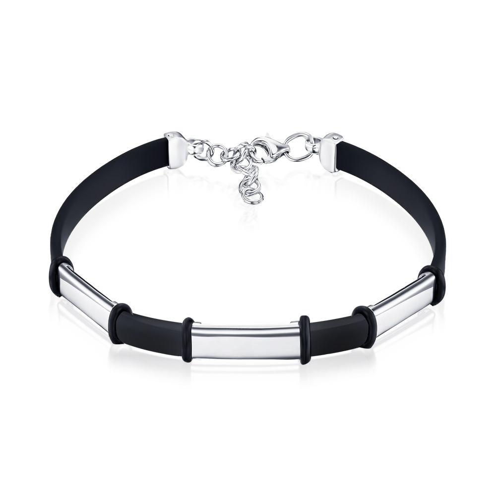 Срібний браслет з каучуком 90233/12/1