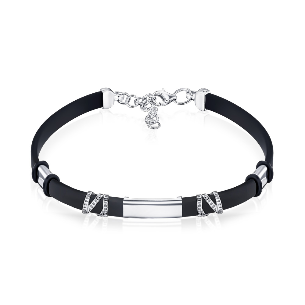 Срібний браслет з каучуком 90234/12/1