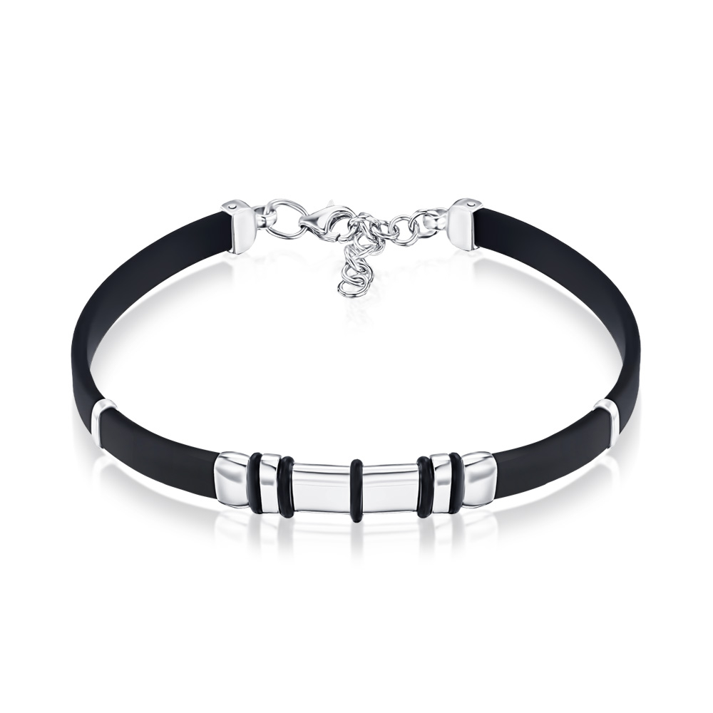 Серебряный браслет с каучуком 90235/12/1