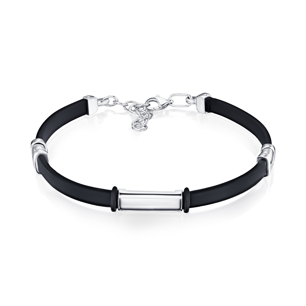 Серебряный браслет с каучуком 90237/12/1