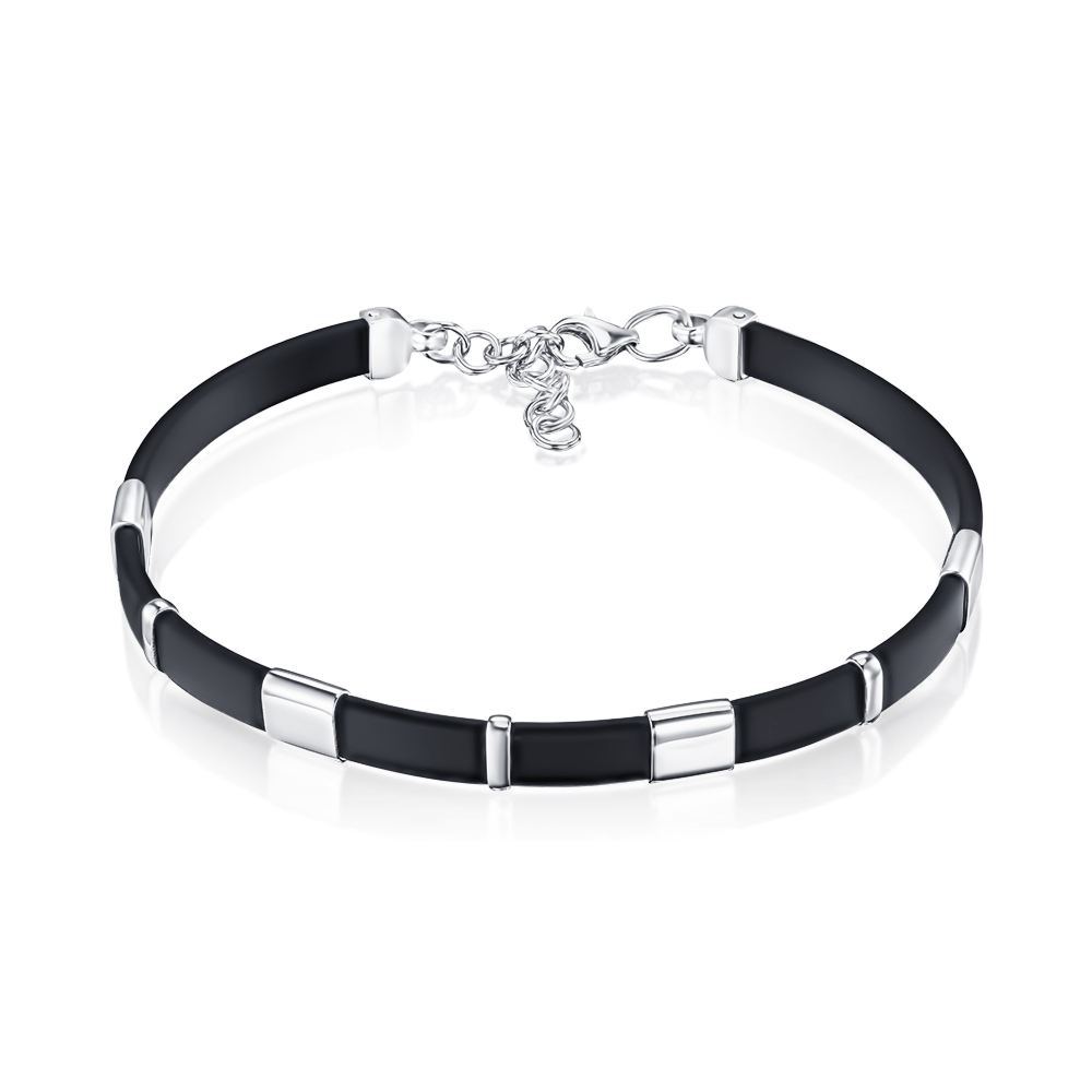 Серебряный браслет с каучуком 90239/12/1