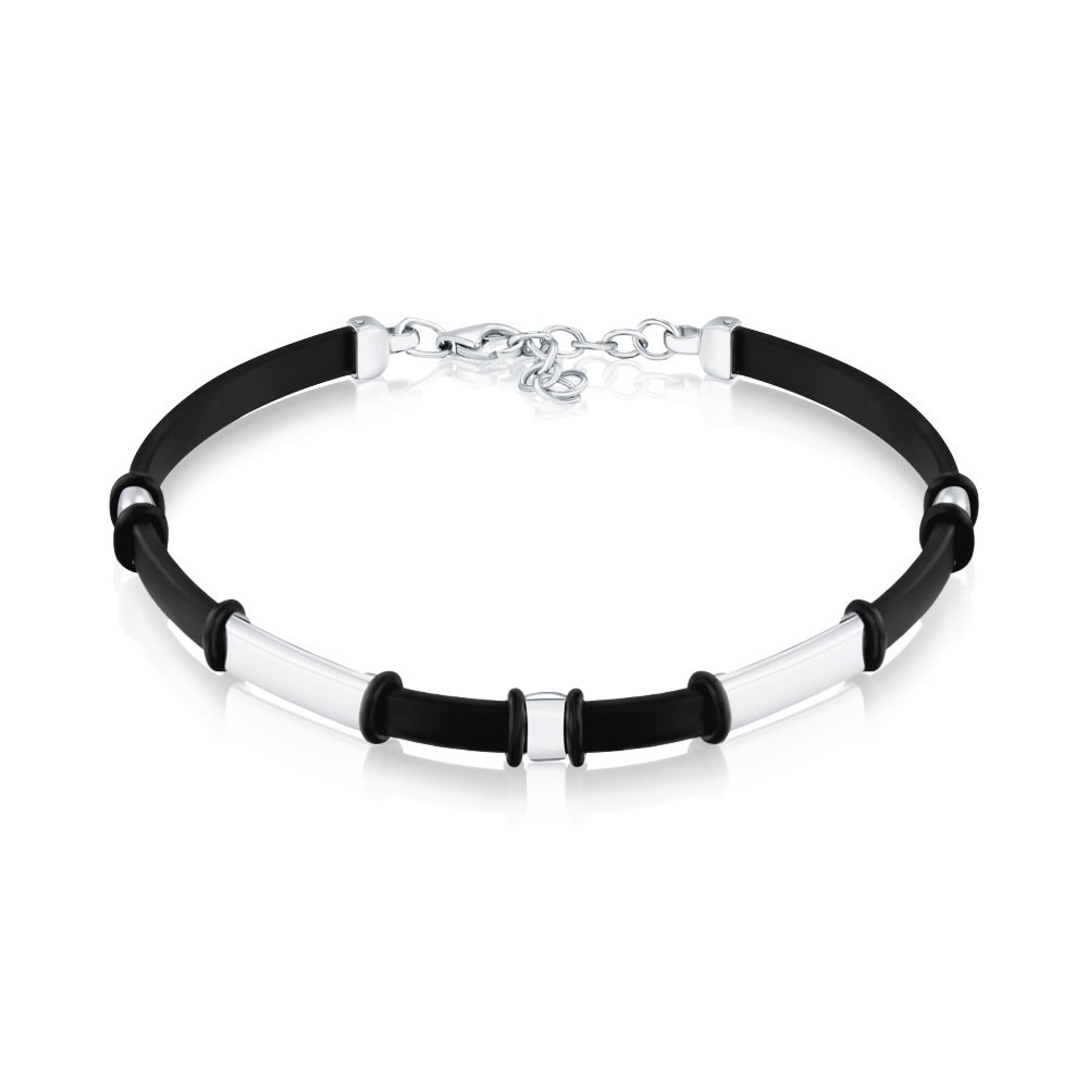 Серебряный браслет с каучуком 90240/12/1